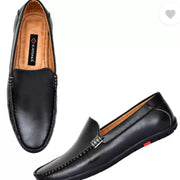 Black Synthetic Leather Casual Loafers For Men